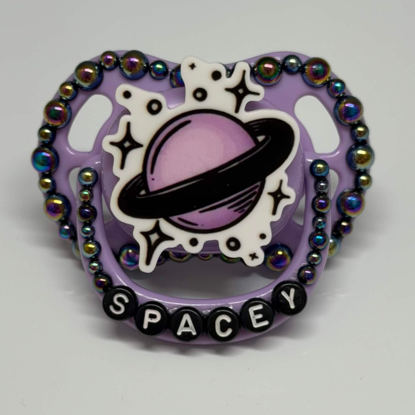 "Spacey" Purple Planet Paci