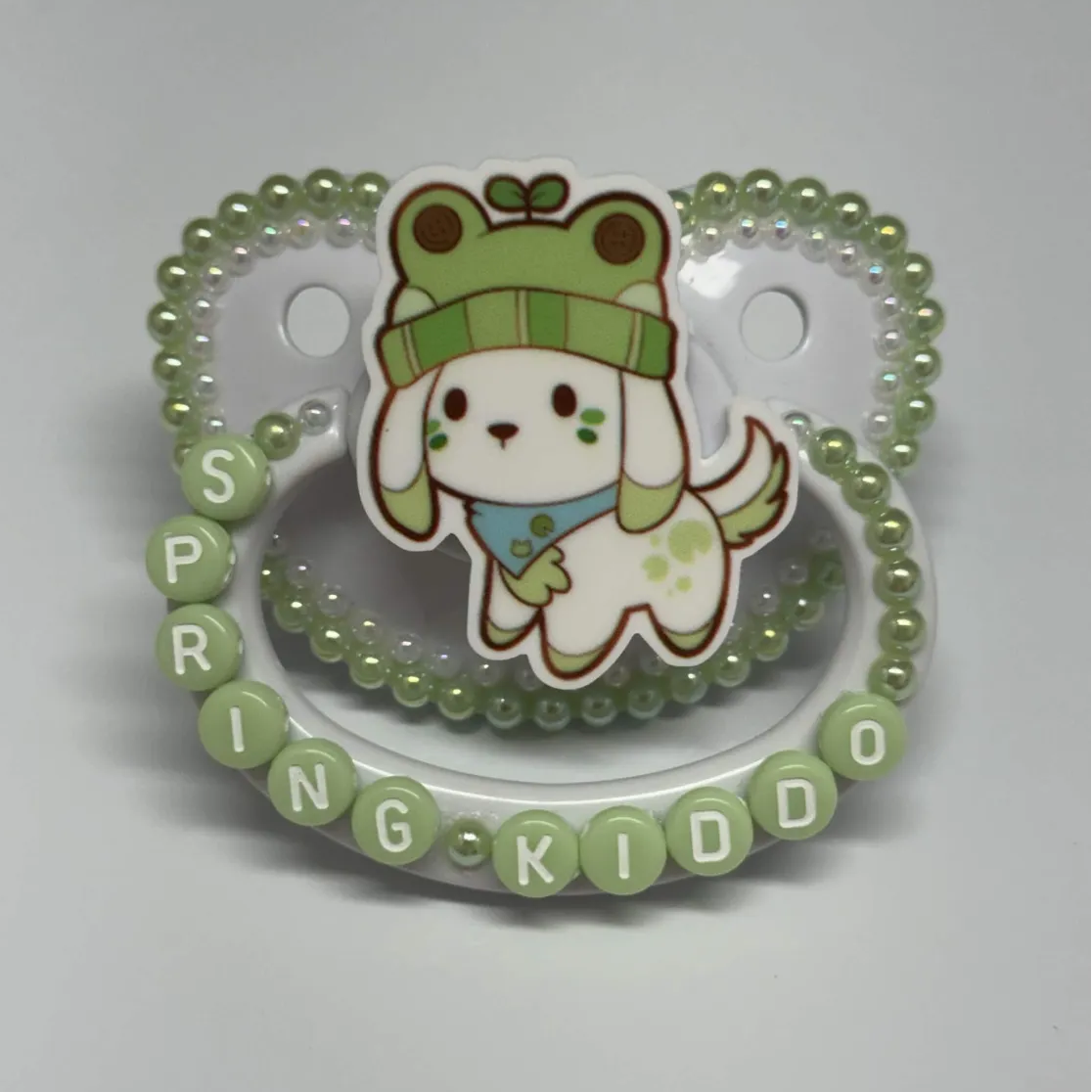 "Spring Kiddo" Frog Puppy Paci