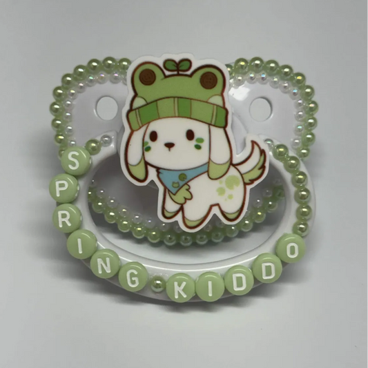 "Spring Kiddo" Frog Puppy Paci